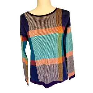 The Limited Purple Blue Orange Plaid Crew Neck Sweater Women’s size XS